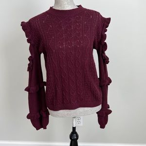 Express Cut Out Sleeve Sweater Ruffle Trim Small